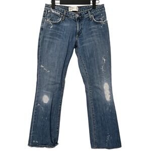 Paperdenim&cloth distressed Paint Splatter Bootcut Jeans Blue 28 USA